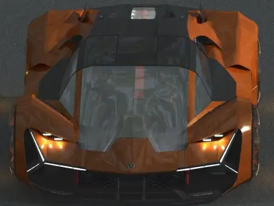 Concept-electric-sports-car futuristic orange car 3D model