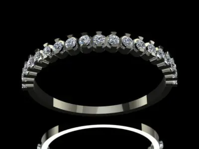 Luxury Half Round Diamond Golden Ring 3D print model