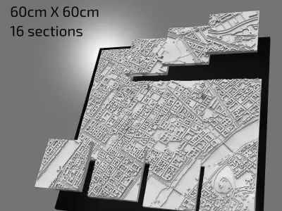 3D Turin Map 3D City Art Landmark Model of Turin Skyline 3D Art 3D print model