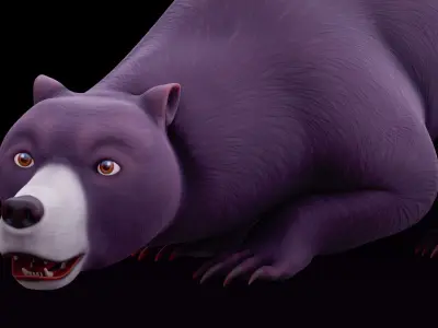 Grizzly Bear - Rigged Cartoon Character for Blender Low-poly 3D model