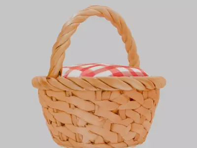 Cute Wicker Picnic Basket 3D Model Low-poly 3D model