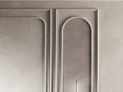 Wall decor panel set with moldings Half-round arches 3D model