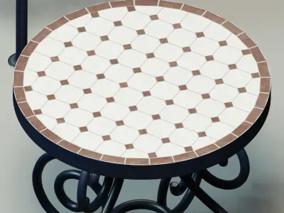 Moroccan wrought iron chairs and table 3D model