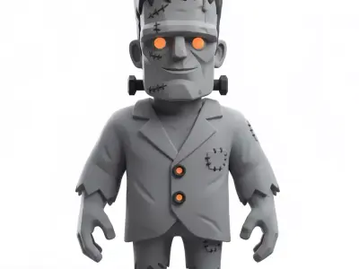 Gray Monster 3D Model Realistic Halloween Horror Character 3D print model