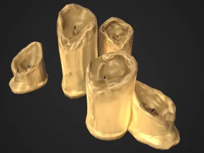 Candles gold tooth Low-poly 3D model