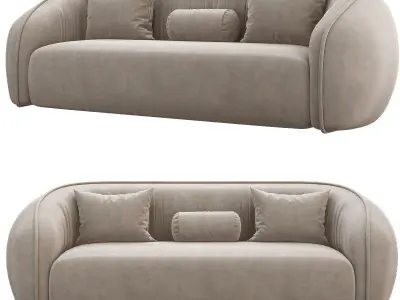 Louna Plush Sofa 3d model Low-poly 3D model