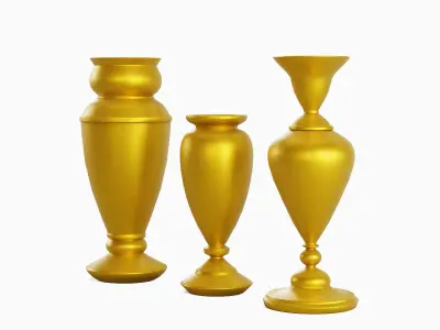 Antique Golden Vases 01 Low-poly 3D model