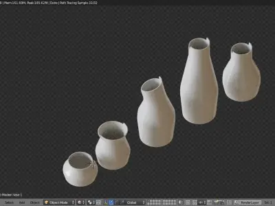 Porcelain Vase collection - 5 modern decorative vases Low-poly 3D model