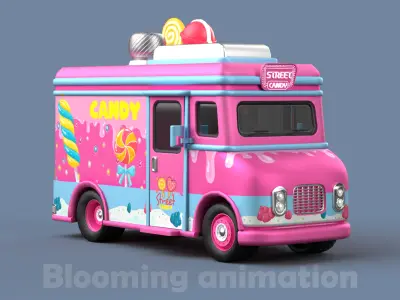 Game Ready Candy Truck with PBR textures Low-poly 3D model
