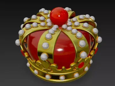 Golden Crown with Emerald Gems 3D model