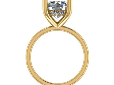 Solitaire hidden halo style diamond ring 3D print model