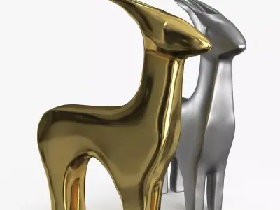 Antelope Figurines Statuette Low-poly 3D model