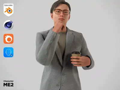 Modular Character - Asian Smart Casual Man - ME2 Low-poly 3D model