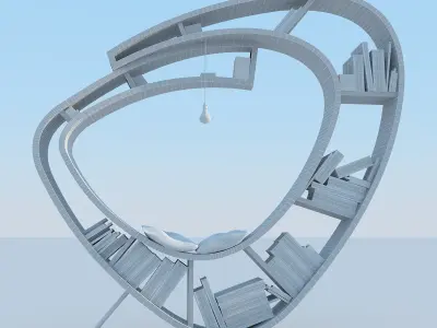 Bookshelf book shelf with circular shape 3D model