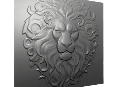 Lion Head 1 CNC bas-relief 3D print model