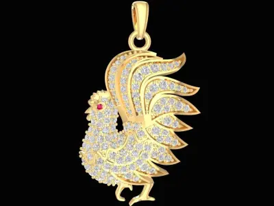 Luxury Rooster Pave Diamond Pendant for Men and Women  2289 3D print model