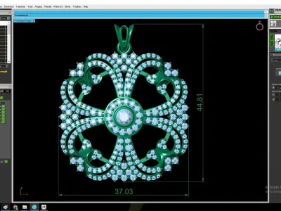 Luxury Floral Diamond Pendant 3D Jewelry Model  3233 3D print model
