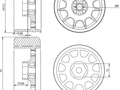 12MM HEX RC Wheels Work Emotion RS 11 with and without tires 3D print model