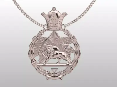 persian lion and the sun pendant 3D print model