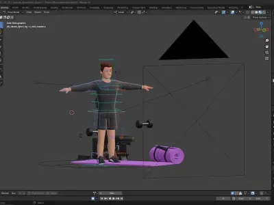 Cartoon Sports Gym Fitness Man  Low-poly 3D model