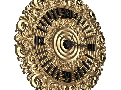 Classic Wall Clock 018 Gold Low-poly 3D model