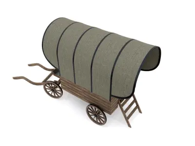 WOODEN HORSE CAR Low-poly 3D model