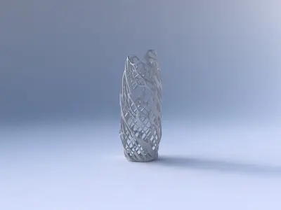 Vase twisted double arc hexagon with twisted organic lattice 3D print model