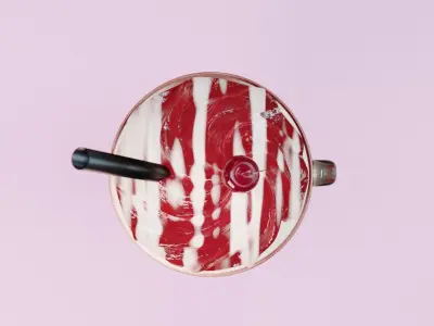 Classic Strawberry Milkshake with Chantilly and Cherry 3D model