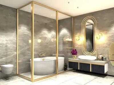 BATHROOM modern with gold accents Free low-poly 3D model