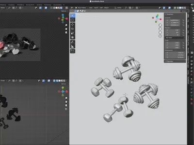 Dumbbell two silver dumbbells 3D model
