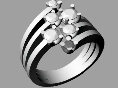 Golden Luxury Women Ring With Roundl Diamond 3D print model 3D print model