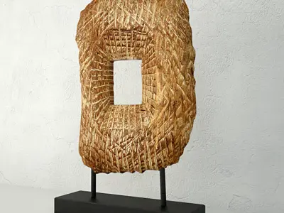 Carved Wood Sculpture on Stand 3D model