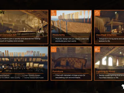 Abandoned Mansion Environment Low-poly 3D model