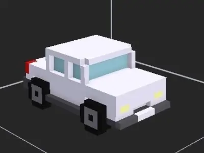 White black and blue car and taxi 3D model