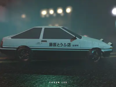 Toyota AE86 Trueno Low-poly 3D model