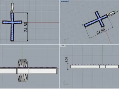 Cross with gems   277 3D print model