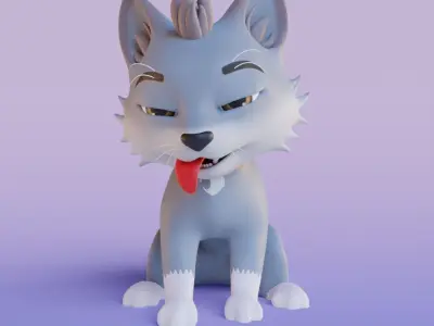 Wolf rigged cartoon  3D model