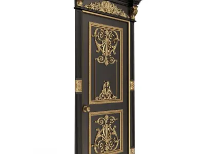 Carved Door Classic 0902 Black Low-poly 3D model