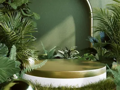Tropical Nature Podium - 3D Product Mockup Scene 3D model