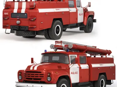 ZiL 130 AC-40 fire truck 1978 3D model