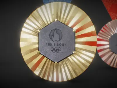 Official Paris 2024 Summer Olympics Medals Low-poly 3D model