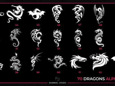 70 Dragons Alpha Kit - PNG and JPG Texture