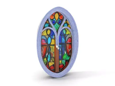 Elegant Stained Glass Window model pack Low-poly 3D model