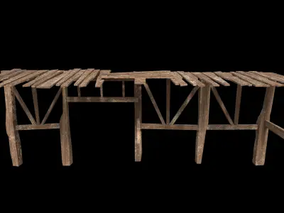 Wooden Platform - PBR - Textured Low-poly 3D model