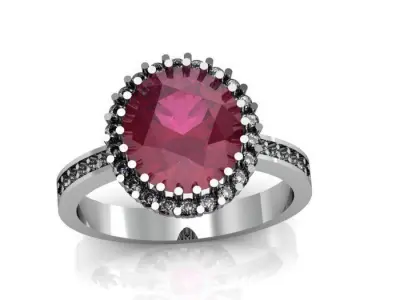 ruby oval with daimond ring 3D print model