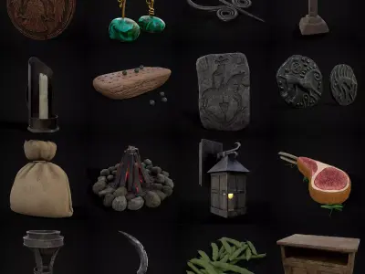 Medieval Prop Mix Twenty Three 3D Model Collection