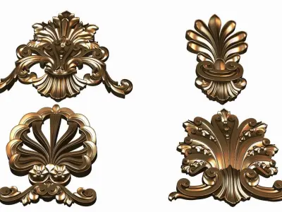 Carved decor ornament pack for cnc 19 3D model
