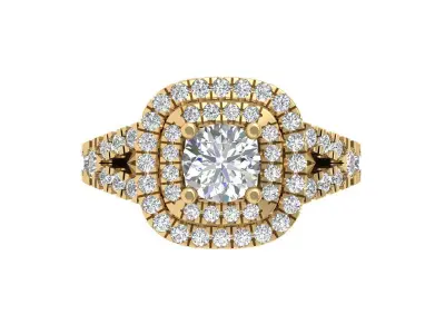 Solitaire Engagement Art Deco Ring 3D print model 11