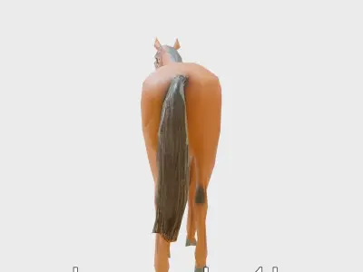 Bay Thoroughbred Horse Athletic Sculpture Low-poly 3D model