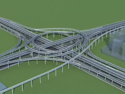 Highway Viaduct flyover Low-poly 3D model